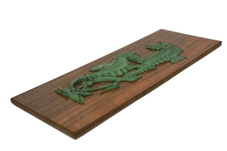 Seahorse Figurine Wall Hanging Plaque, Mid Century Brass Coastal Art And Beach House Decor photo buy