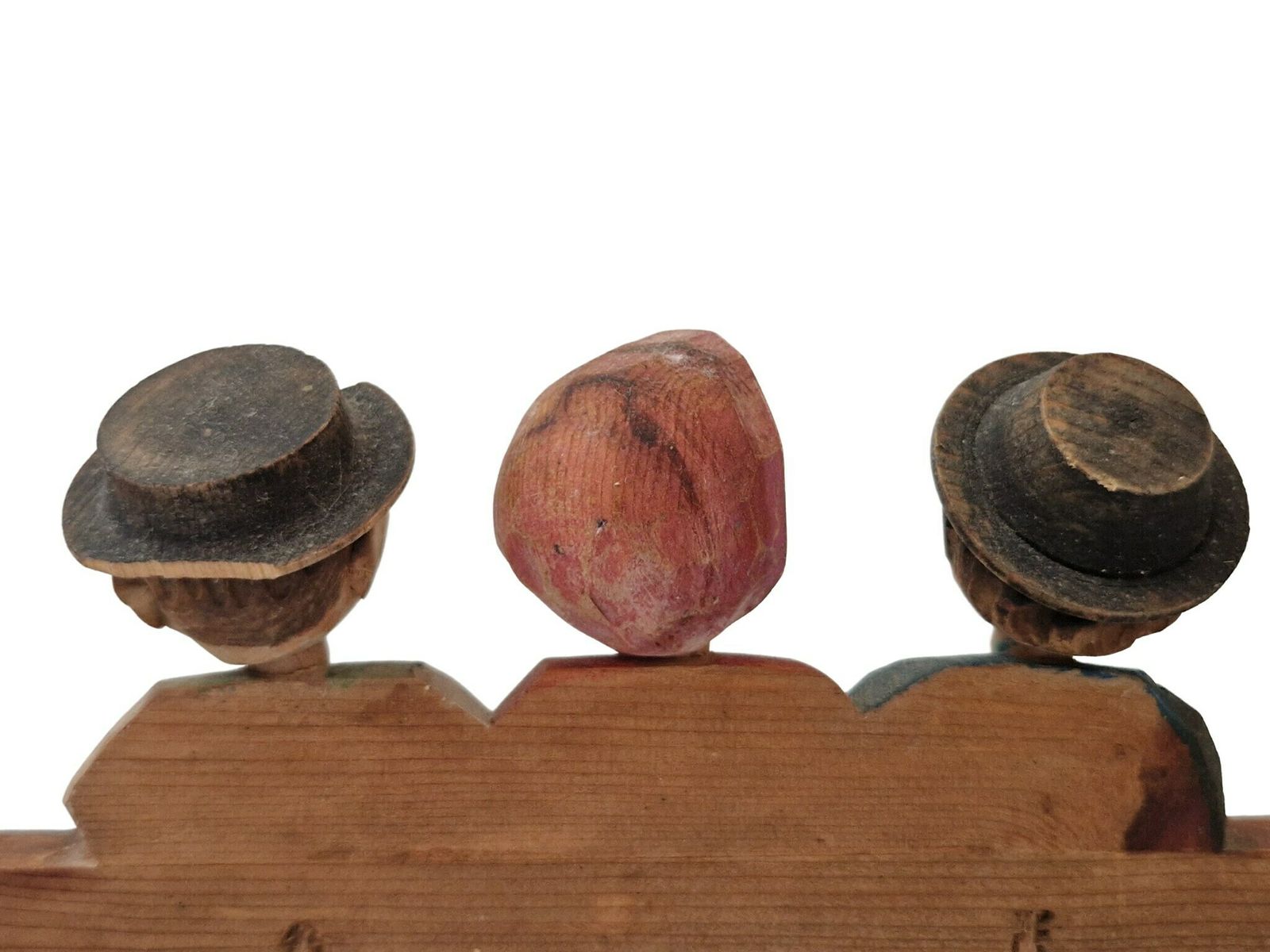photo furniture Anri Hand Carved Key Holder Hooks Bobble Head Figurines, Vintage Bar Wall Decor