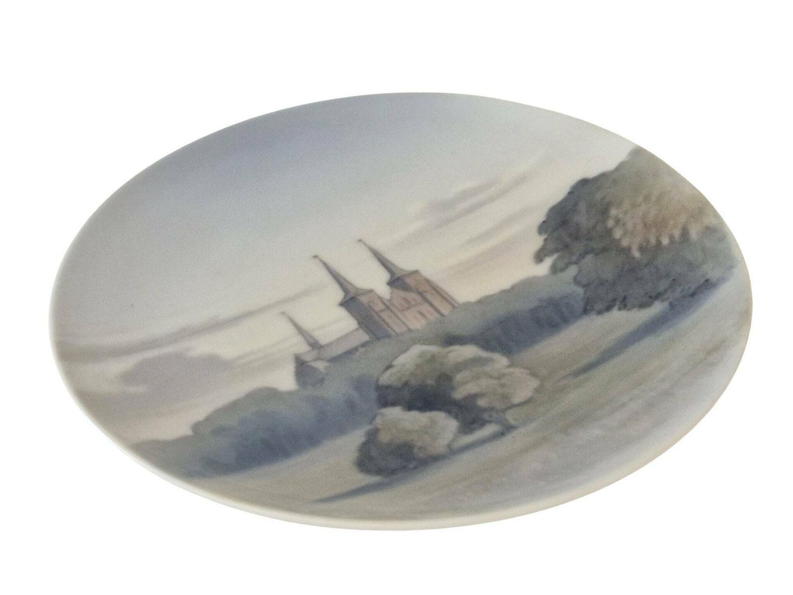 Royal Copenhagen Porcelain Plate With Roskilde Cathedral, Scandinavian Hand Painted Ceramic Wall Art photo furniture