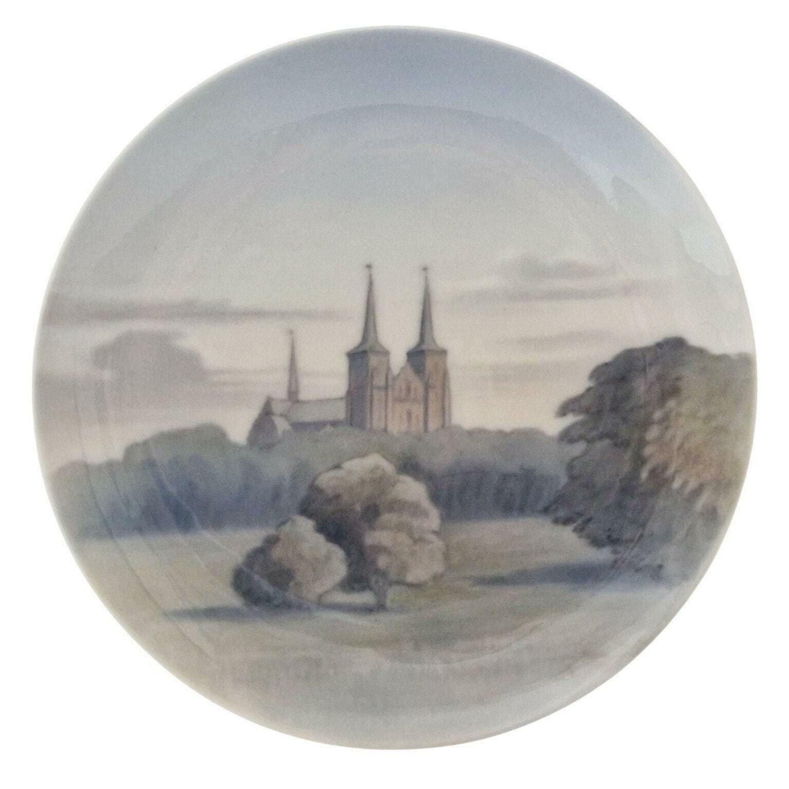 Royal Copenhagen Porcelain Plate With Roskilde Cathedral, Scandinavian Hand Painted Ceramic Wall Art photo vintage