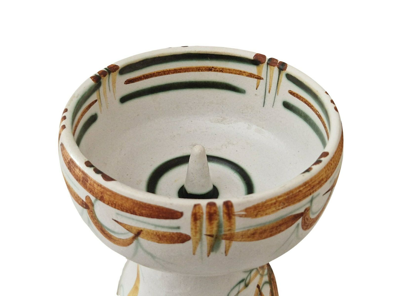 Ceramic Keraluc Quimper Candle Holder, French Mid Century Modern Hand Painted Pottery Pillar Candlestick photo Home Decor
