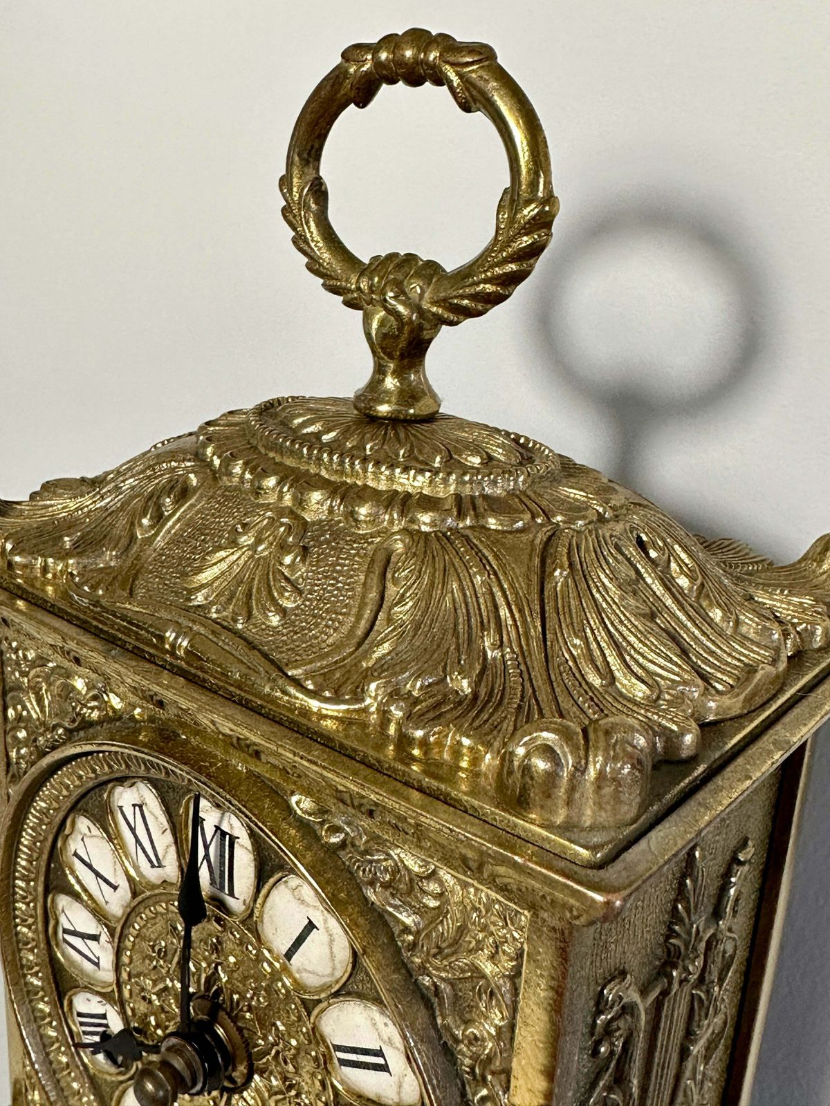 Beautiful Antique Brass Ormolu Franz Hermle & Sohn Repeating Mantel Clock Circa Early 1900’s photo furniture