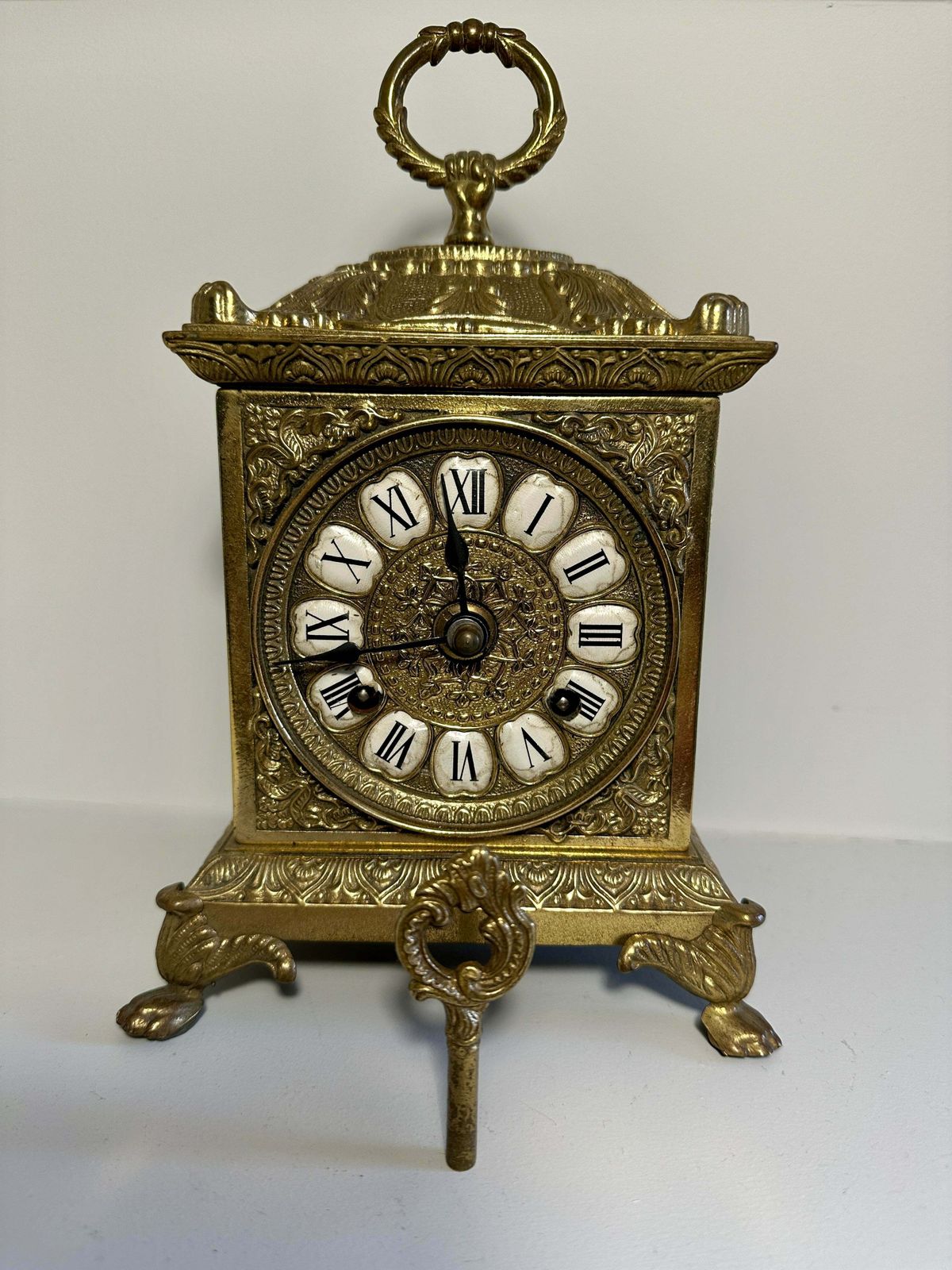 Beautiful Antique Brass Ormolu Franz Hermle & Sohn Repeating Mantel Clock Circa Early 1900’s photo for sale