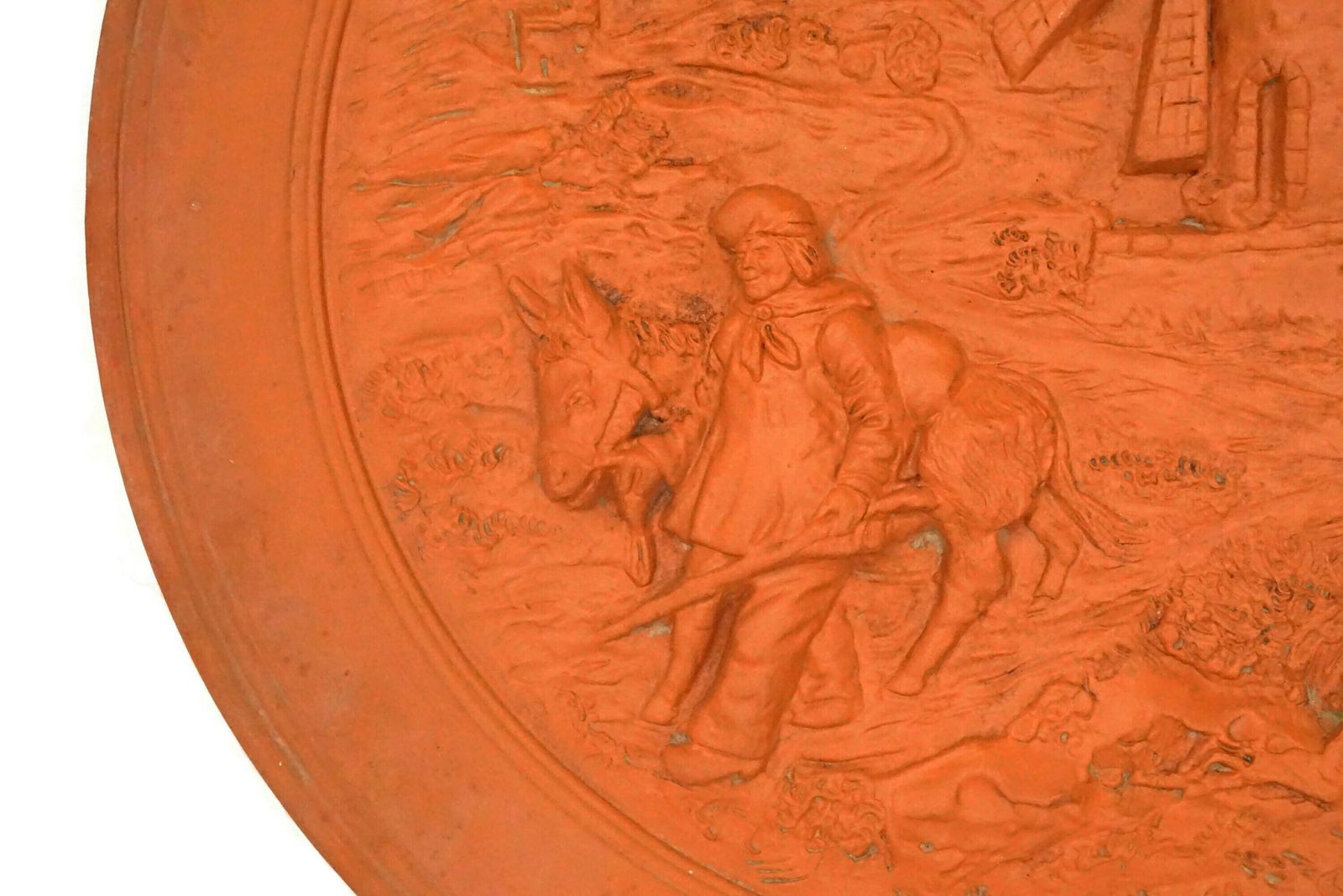 Provençaals terracotta decoratief wandbord, Frans Provençaals aardewerk souvenir photo for sale
