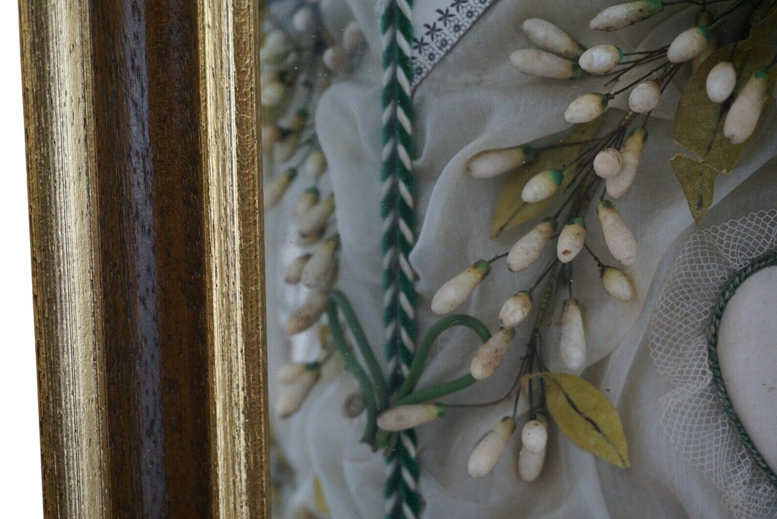 Antique Framed French Bride Tiara With Silk Flowers And Wax Orange Blossoms, Wedding Crown photo 221.0