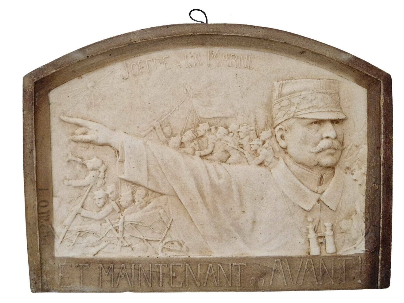 Ww1 French Militaria Chalkware Wall Hanging Plaque With Marshall Joffre Portrait By Louis Octave Mattei, Souvenir Of Battle Of The Marne photo furniture