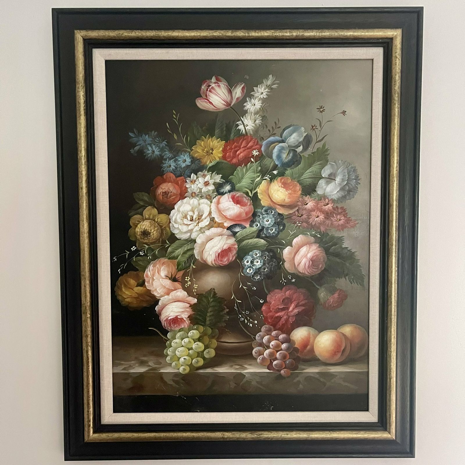 Floral Oil Painting With Wood Frame photo furniture