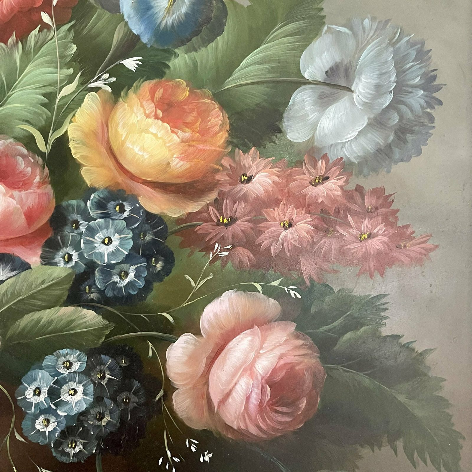 Floral Oil Painting With Wood Frame photo vinterior