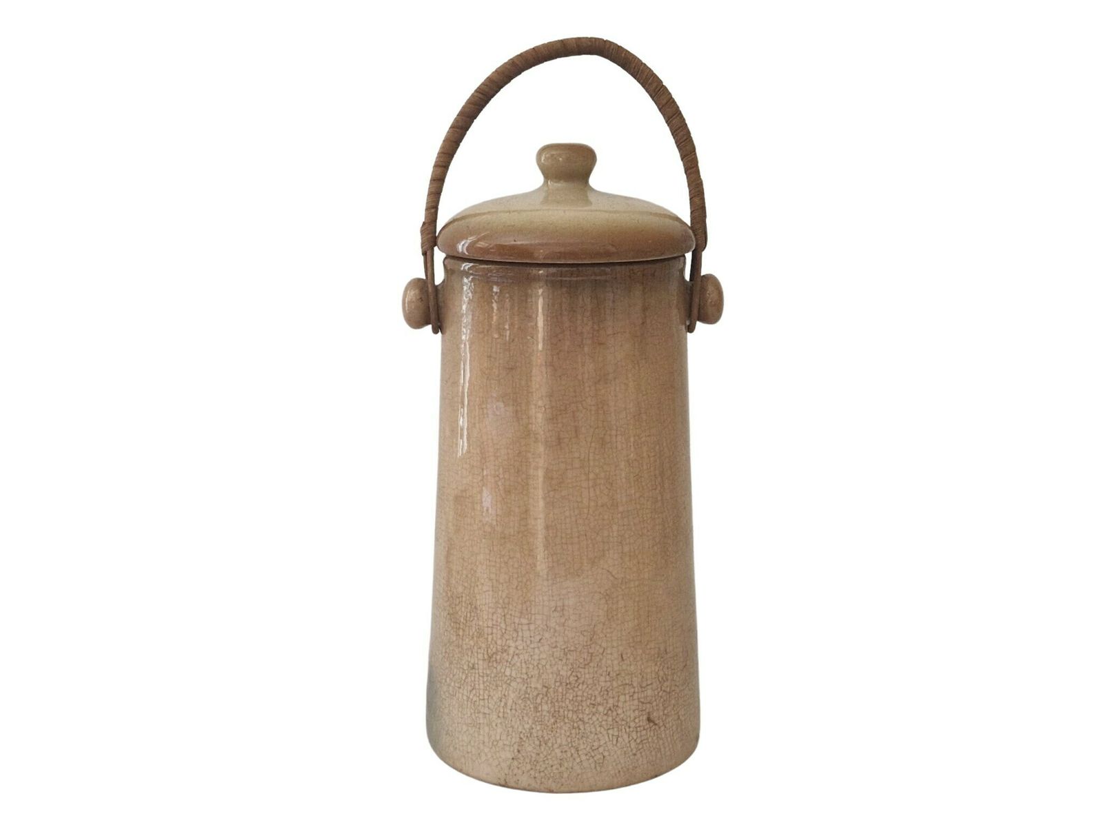 Antique French Majolica Milk Pail Can With Goat Figure, Rustic Country Kitchen Decor photo Home Decor