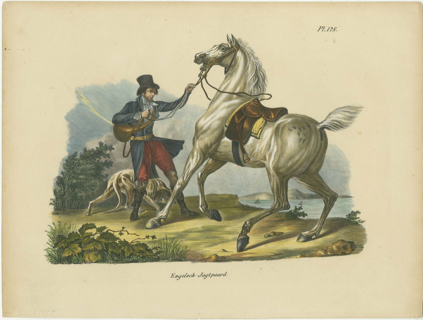 Set Of 3 Antique Hand Colored Prints Of English Horses With Riders photo for sale
