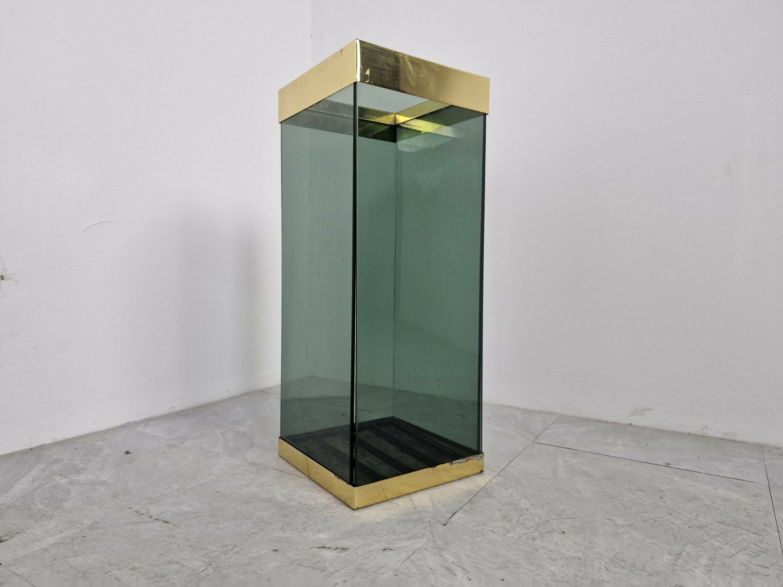 Vintage Brass And Glass Umbrella Stand, 1970s photo buy