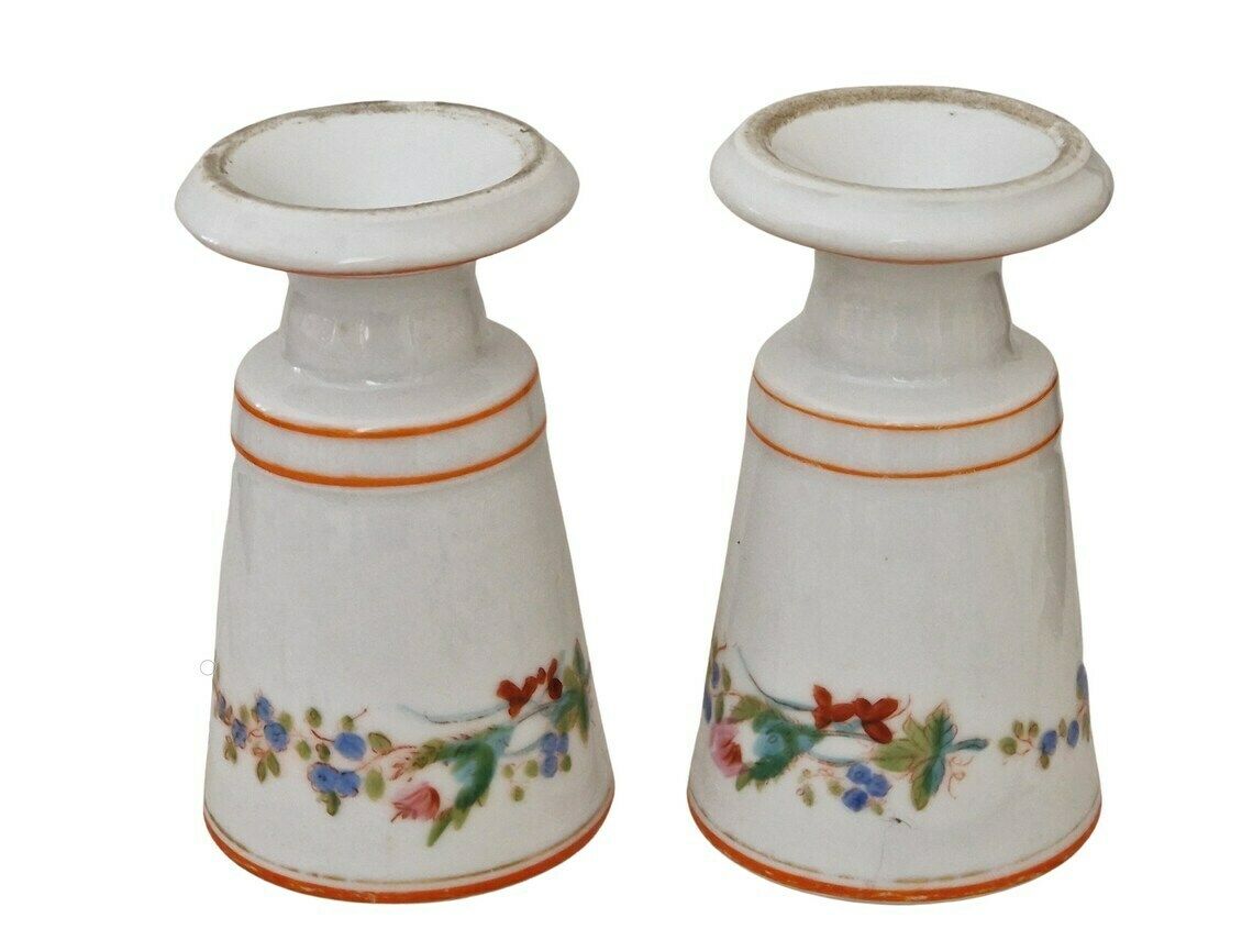 Antique French Porcelain Mazagran Brulot Coffee Cups A Pair Paris Cafe Footed Goblets photo 93.0