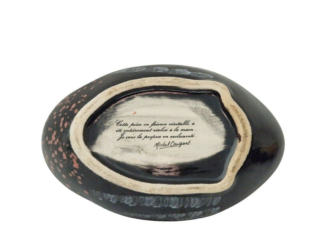 photo for sale Mallard Duck Majolica Tureen By Michel Caugant French Foie Gras Terrine Woodland Table Decor