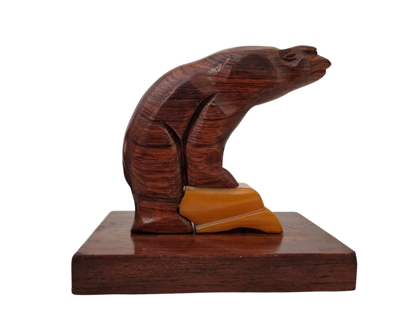 Art Deco Bakelite And Carved Wood Polar Bear Bookends photo vinterior