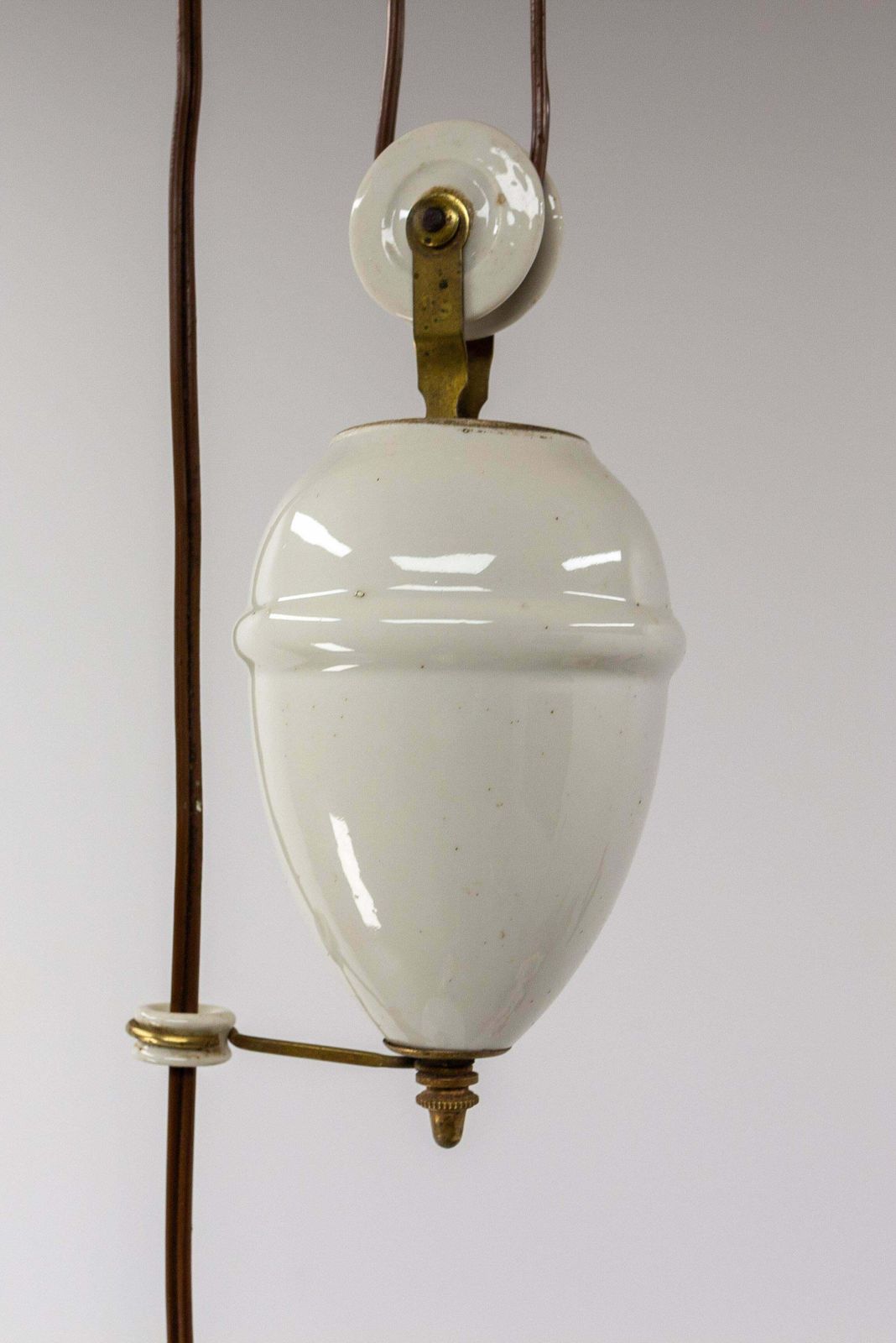 French Counter Weight Chandelier Lustre Glass Ceiling Pendant, Circa 1900 photo vinterior