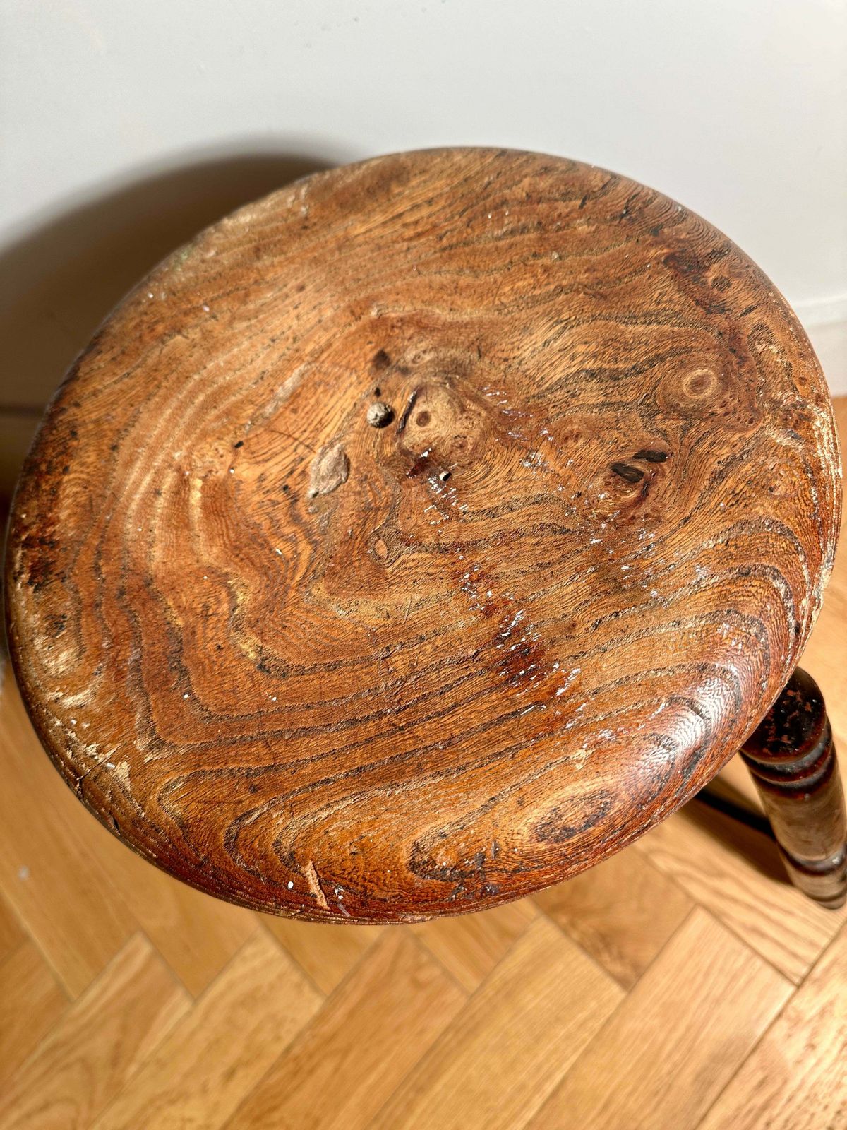 Rare Early Antique Elm Lacemakers Stool Originating From Olney Buckinghamshire The Birthplace Of English Lacemakers Circa 1800 photo for sale