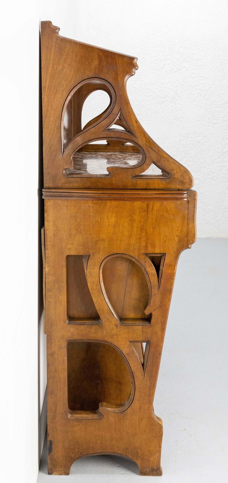 Art Nouveau Walnut, Marbre & Brass Console Or Little Buffet, French, Circa 1910 photo 2850.0