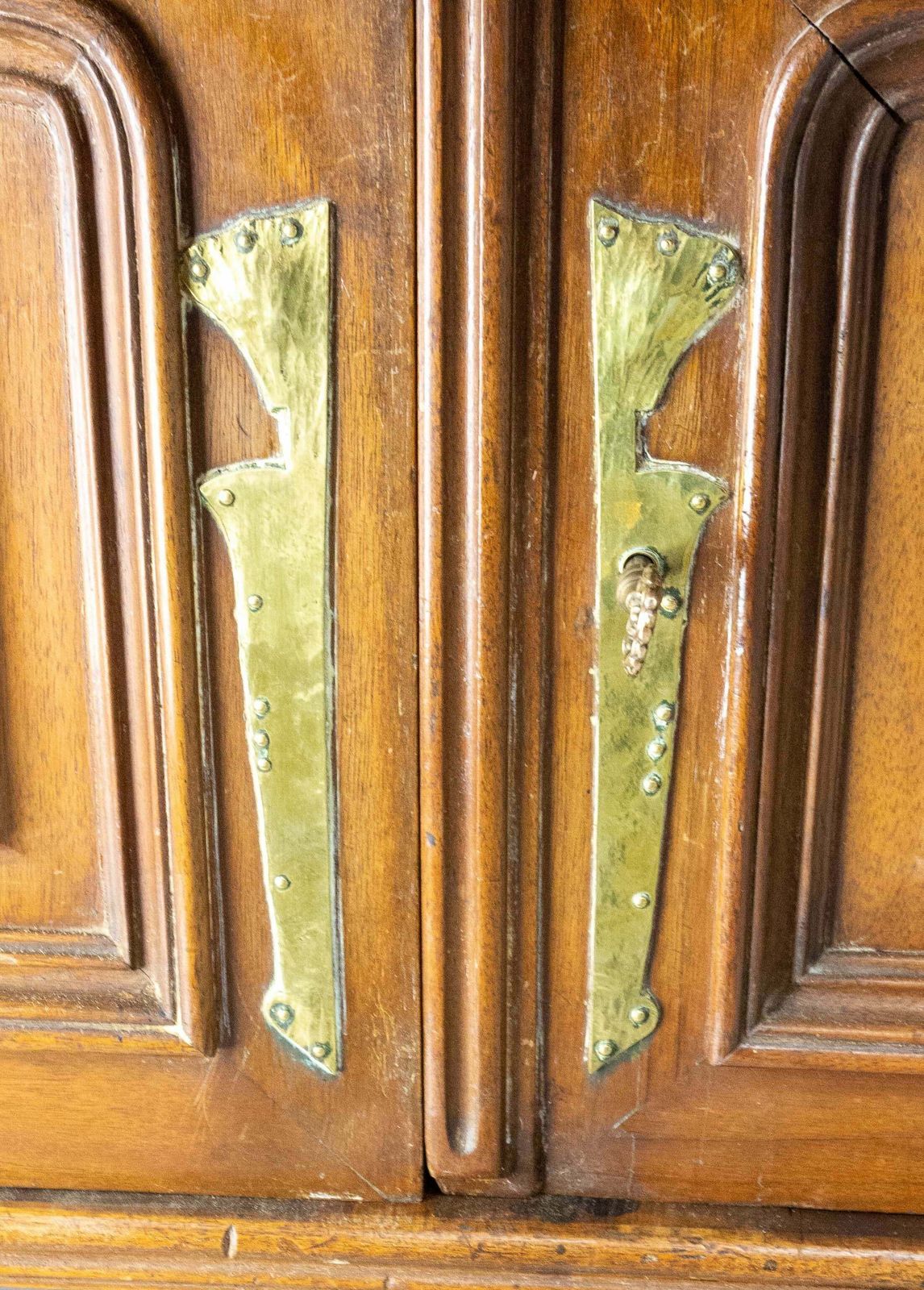 photo vintage Art Nouveau Walnut, Marbre & Brass Console Or Little Buffet, French, Circa 1910