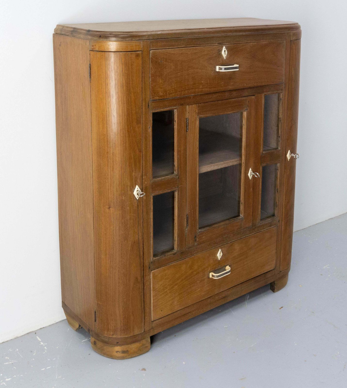 French Glass Cabinet Or Little Vitrine Massive Teck, French, Circa 1950 photo furniture