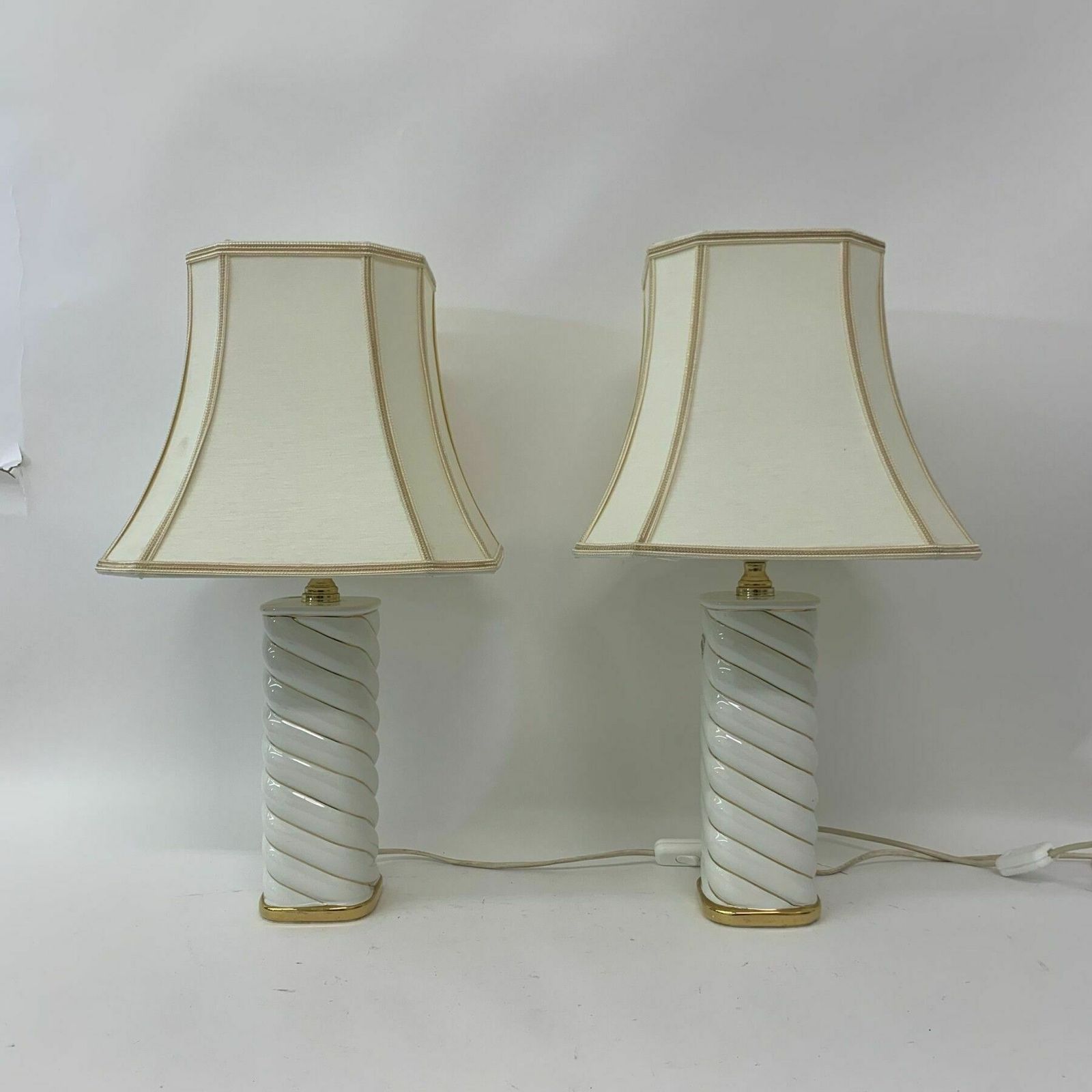 Set Of 2 Ceramic Swirl Table Lamps Italy , 1970’s photo 710.0