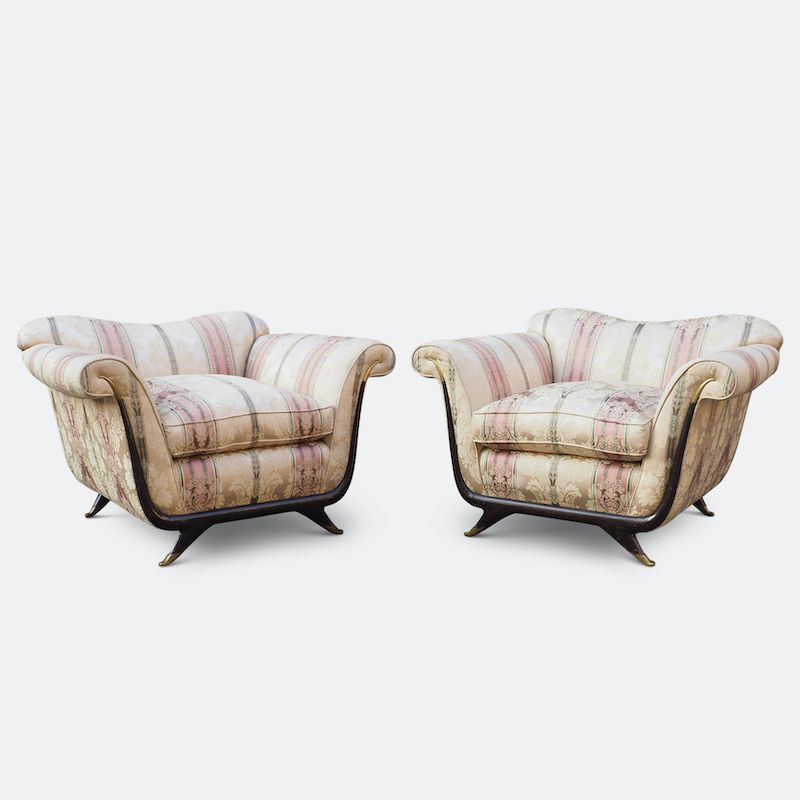 Furniture Pair Of Large Lounge Chairs Attributed To Guglielmo Ulrich Circa 1940 photo