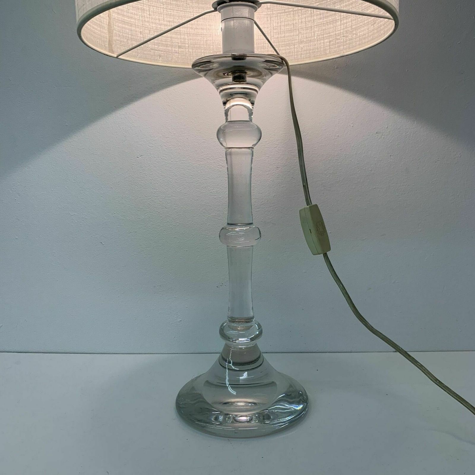 photo vintage Mid Century Design Crystal Table Lamp By Glasfabriek Leerdam , 1960’s