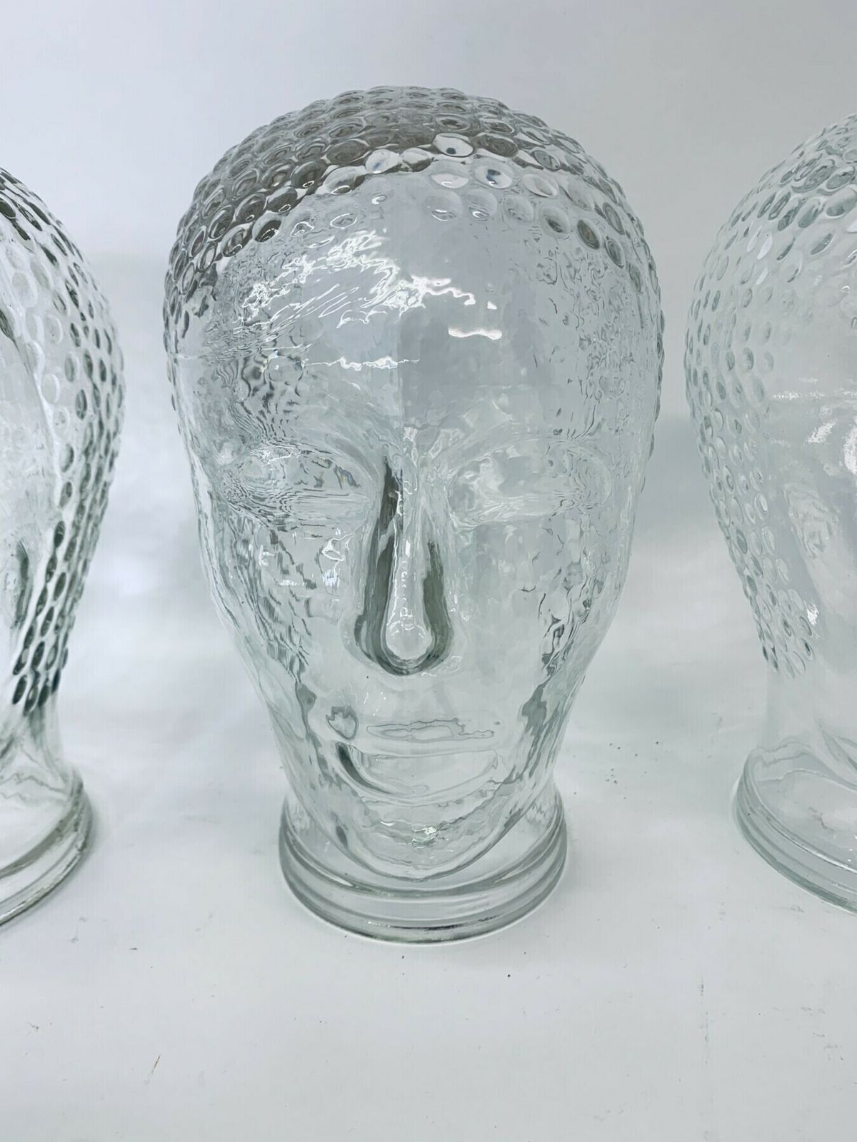 Set Of 4 Glass Head Vintage Hat  Headphone Display Mid Century Mannequin  1970’s photo 546.0