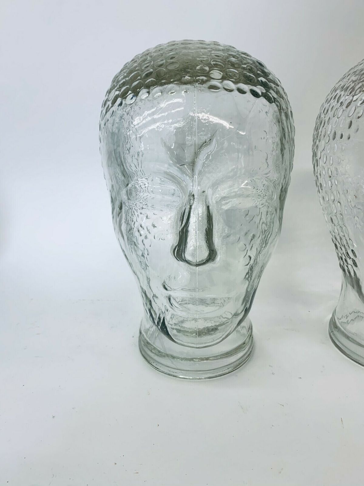 Set Of 4 Glass Head Vintage Hat  Headphone Display Mid Century Mannequin  1970’s photo vinterior