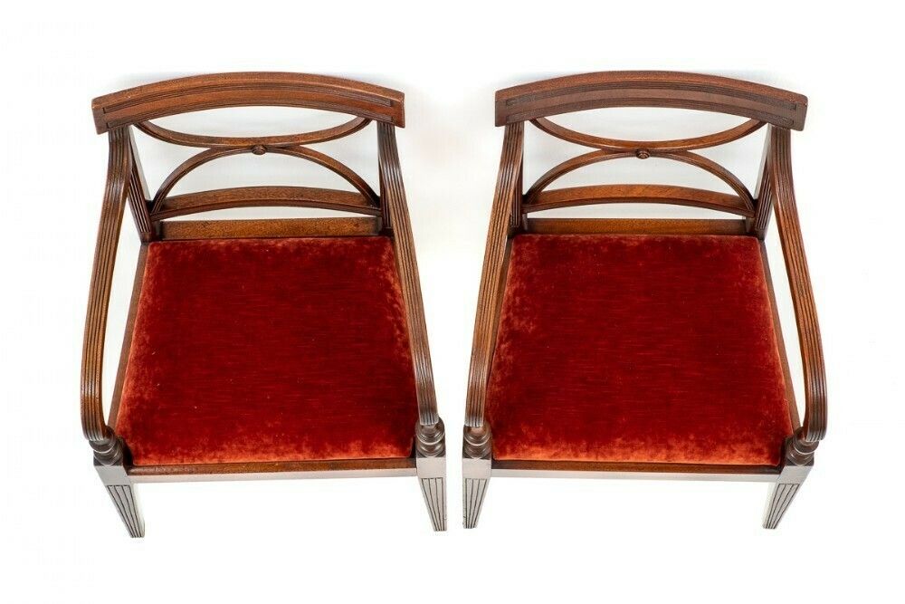 Pair Regency Arm Chairs Period Mahogany Antique photo vintage