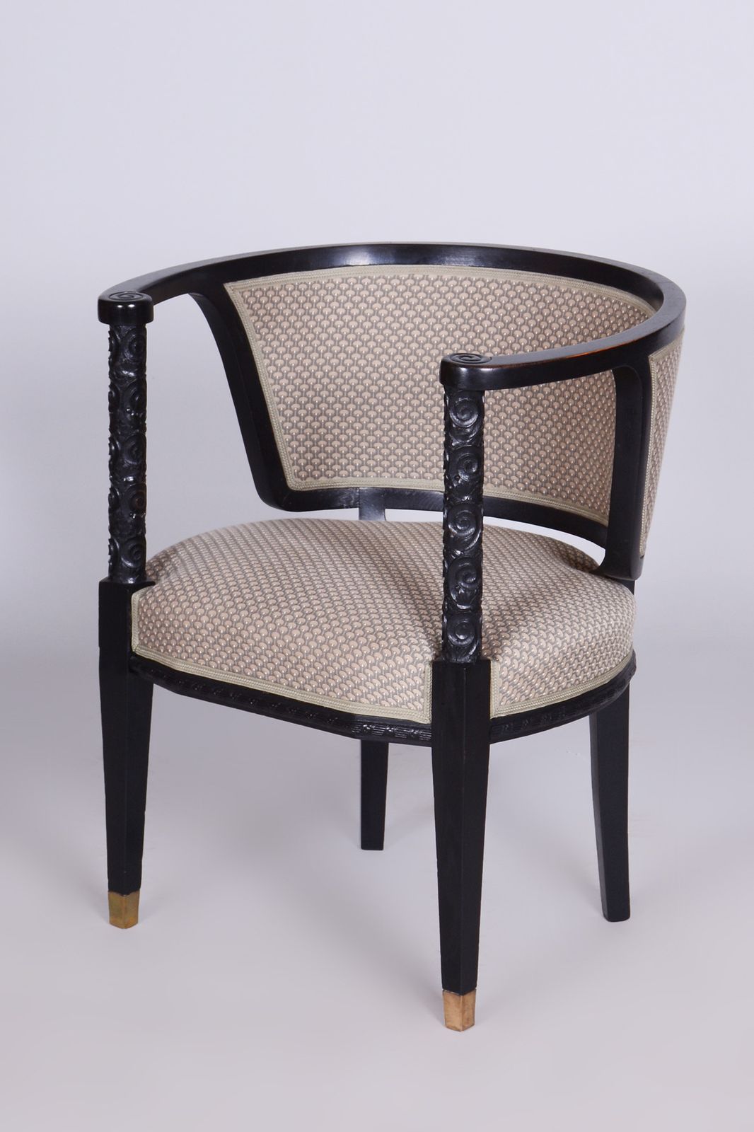 Furniture Restored Art Nouveau Seating Set, Stained Oak, New Upholstery, Austria, 1910s photo