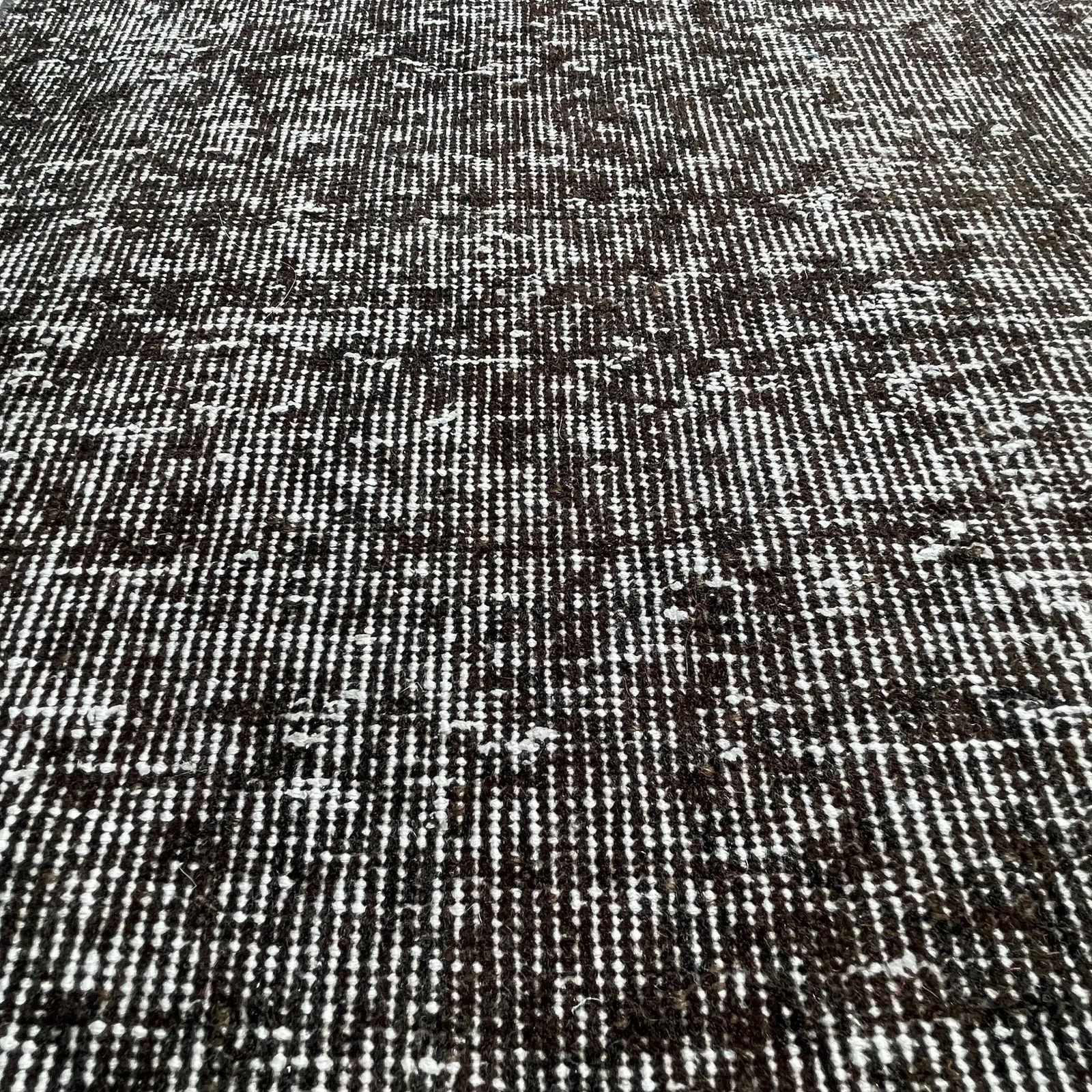 Distressed Turkish Narrow Runner 285 X 60 Cm Wool Vintage Rug, Over Dyed Black photo Textiles