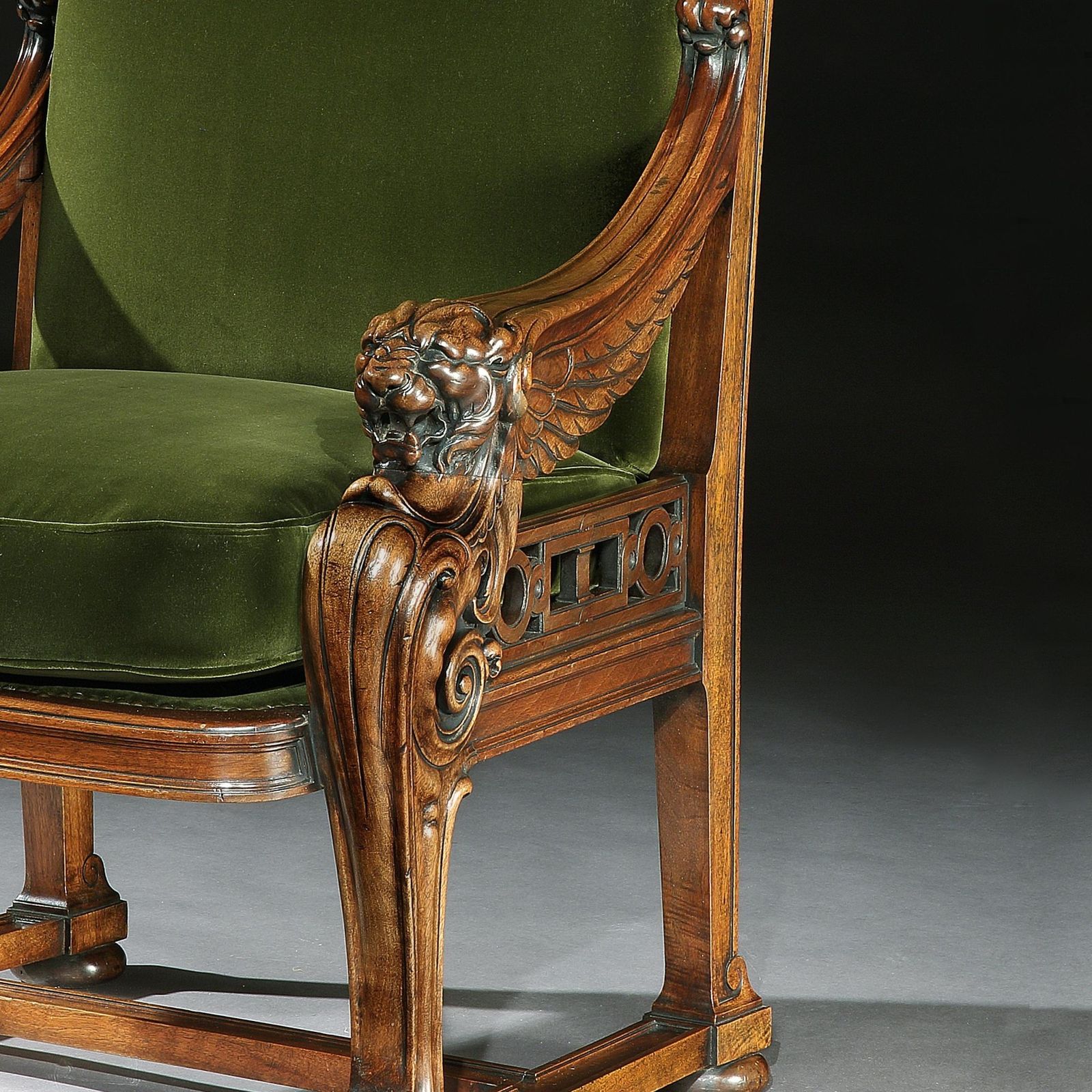 Rare 19th Century Lion Monopodia Armchair After Thomas Hope. photo for sale