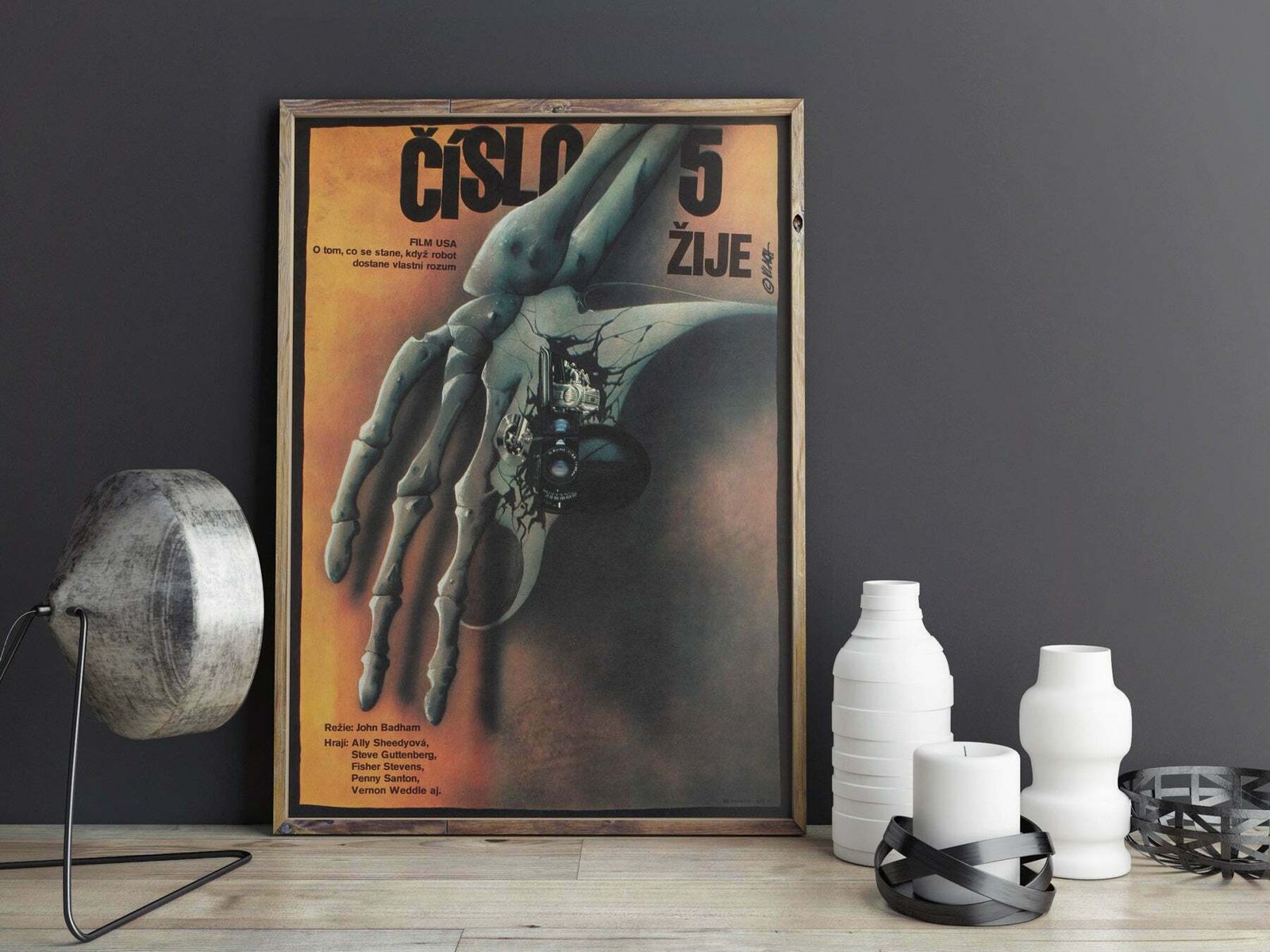 Short Circuit 1989 Czech A3 Film Poster, Zdenek Vlach photo furniture