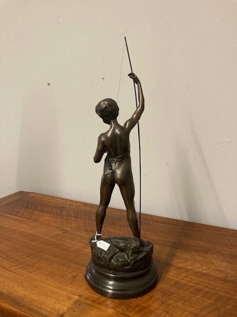 photo furniture Ancient Bronze Sculpture "Fisherman" From The Late 1800s France Auguste Moreau Height 55 Cm