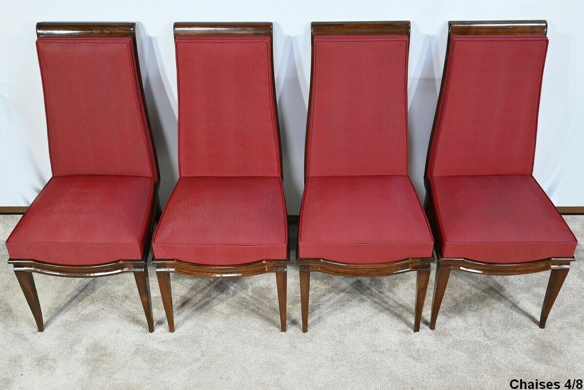 Suite Of 8 Chairs In Solid Beech, Attributed To J.Leleu, Art Deco – 1940 photo Furniture