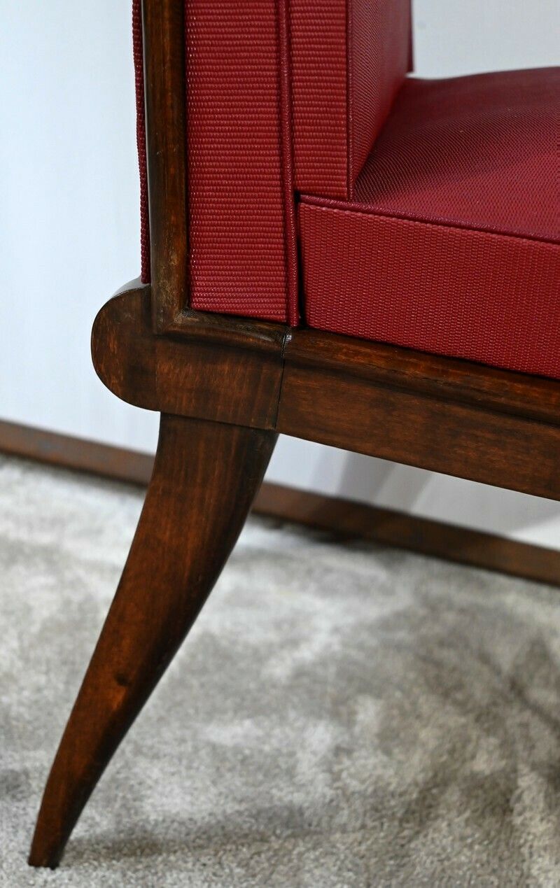 photo vintage Suite Of 8 Chairs In Solid Beech, Attributed To J.Leleu, Art Deco – 1940