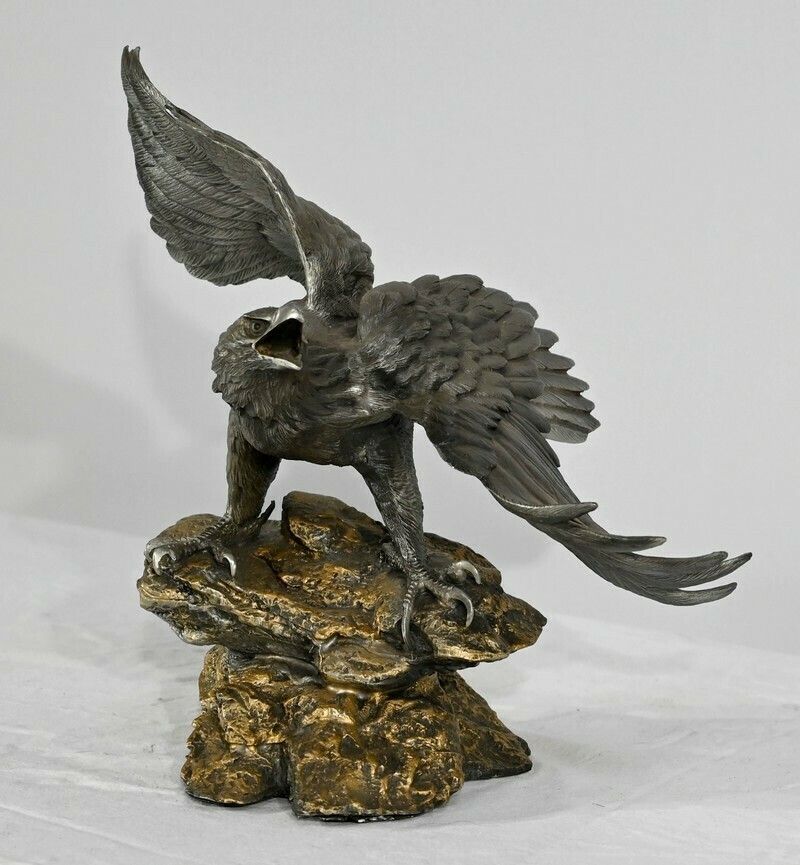 Pewter Sculpture "Bald Eagle", Signed P.Brunelle   Xxth photo for sale