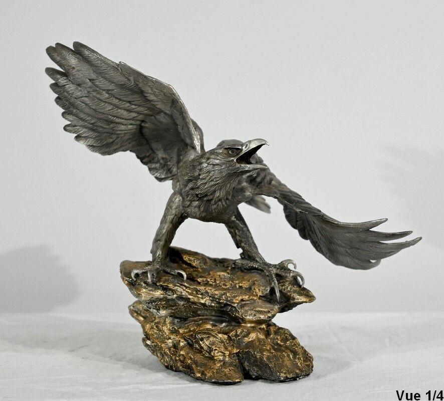 Pewter Sculpture "Bald Eagle", Signed P.Brunelle   Xxth photo Art