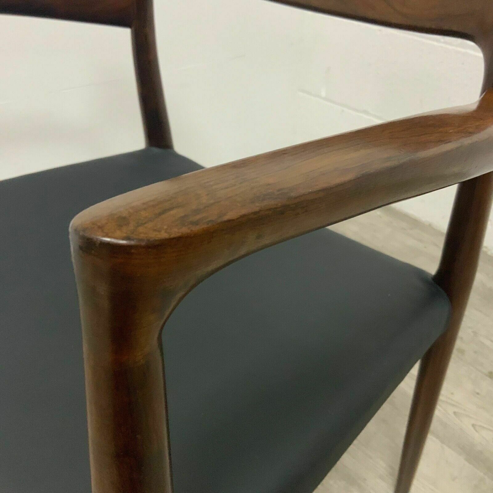 A Pair Of Niels Otto Moller Rosewood Model 57 Office Dining Chairs In Black Leather Rare photo buy