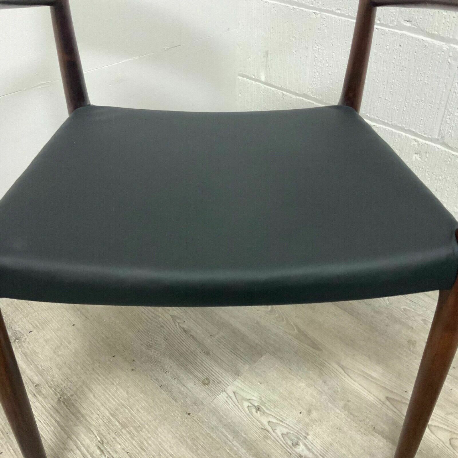 A Pair Of Niels Otto Moller Rosewood Model 57 Office Dining Chairs In Black Leather Rare photo vintage
