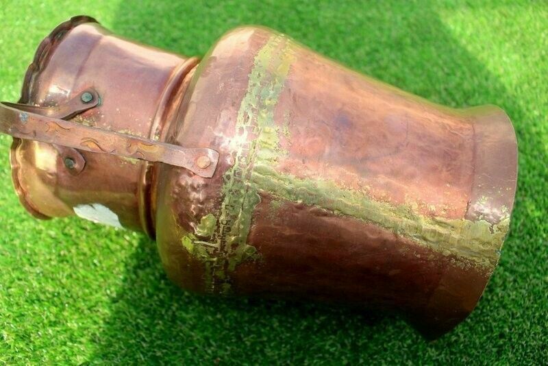 Antique Quality French Hammered Copper Pitcher/ Planter/Jar 18th C 31 X 26 Cm photo vinterior