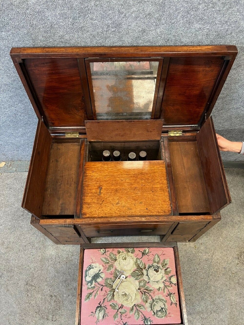 photo for sale Unusual George III Mahogany Campaign Dressing Chest