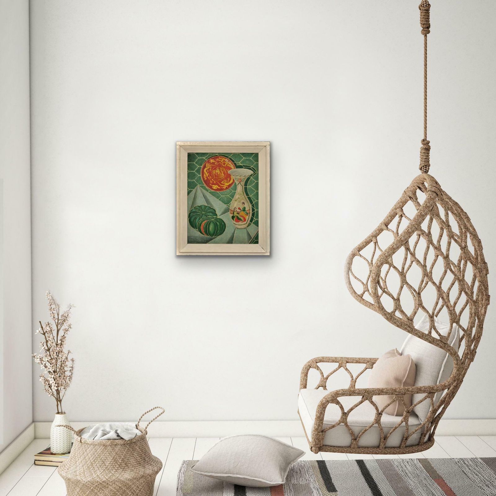 Denis Mitchell 1912 To 1993. St Ives School 1944 Framed Still Life Oil Painting By Barbara Hepworth's Assistant. Important Cornwall Cornish Artist. photo vintage