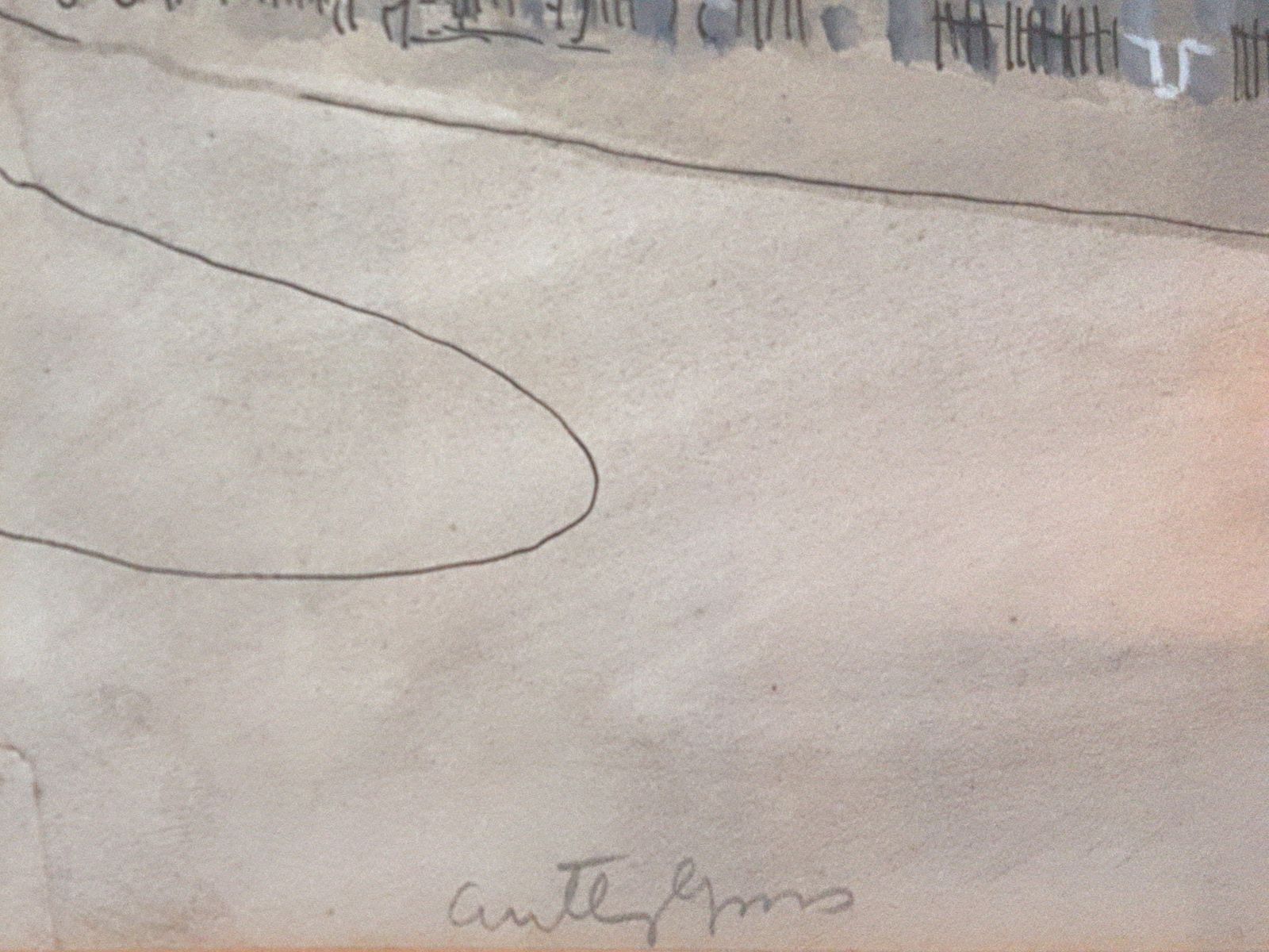 Watercolour On Paper By Anthony Gross. Barrage Balloons Over Gloucester Road photo for sale
