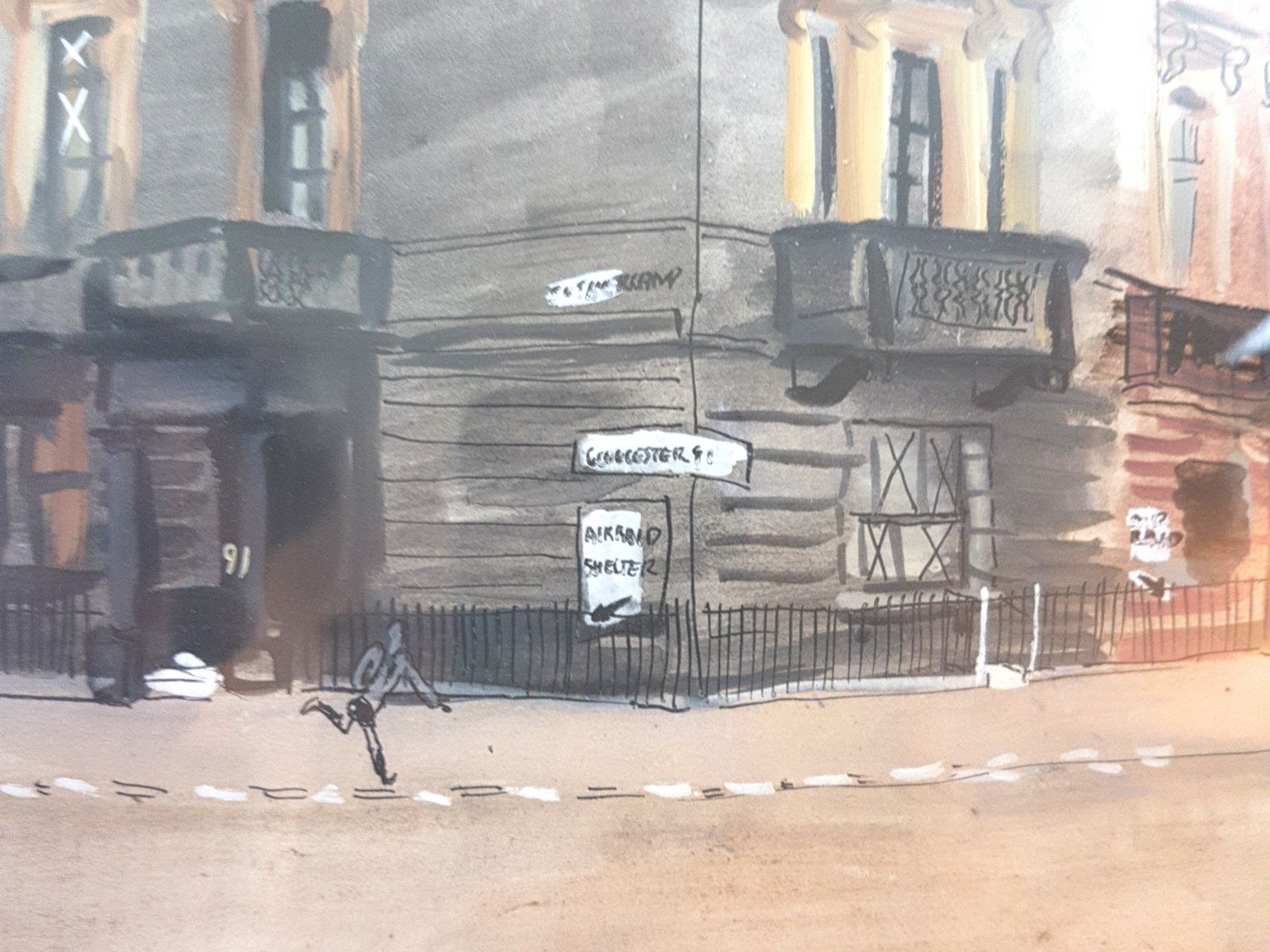 Watercolour On Paper By Anthony Gross. Barrage Balloons Over Gloucester Road photo Art