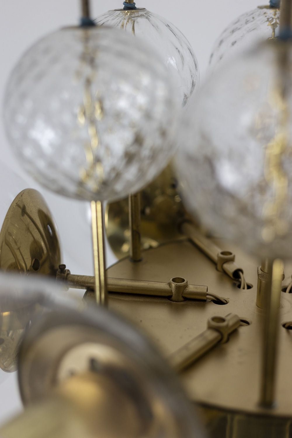 photo buy Chandelier In Golden Brass And Blown Glass, 1970s