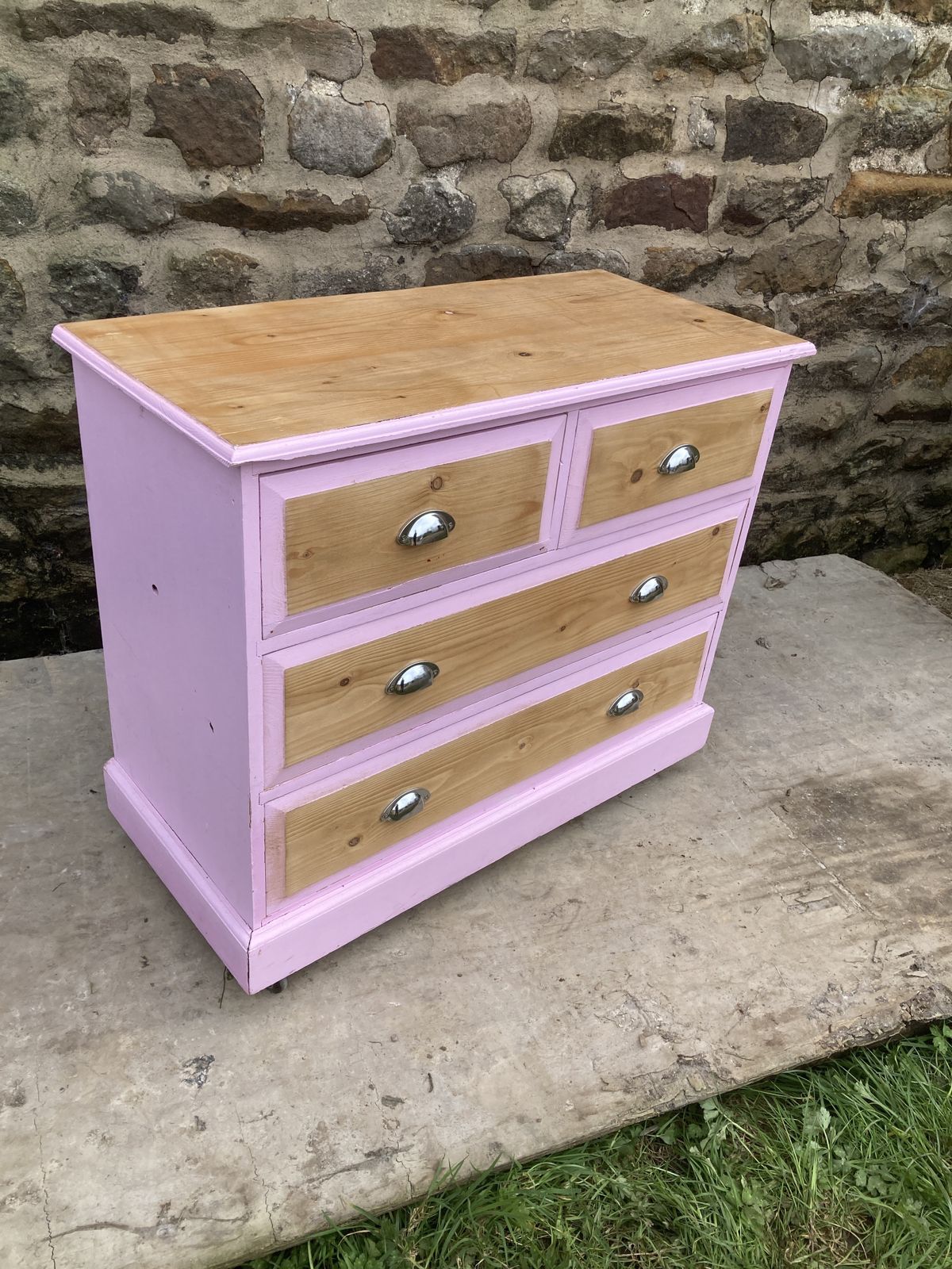Pine Pink Painted Chest Of Drawers photo vinterior