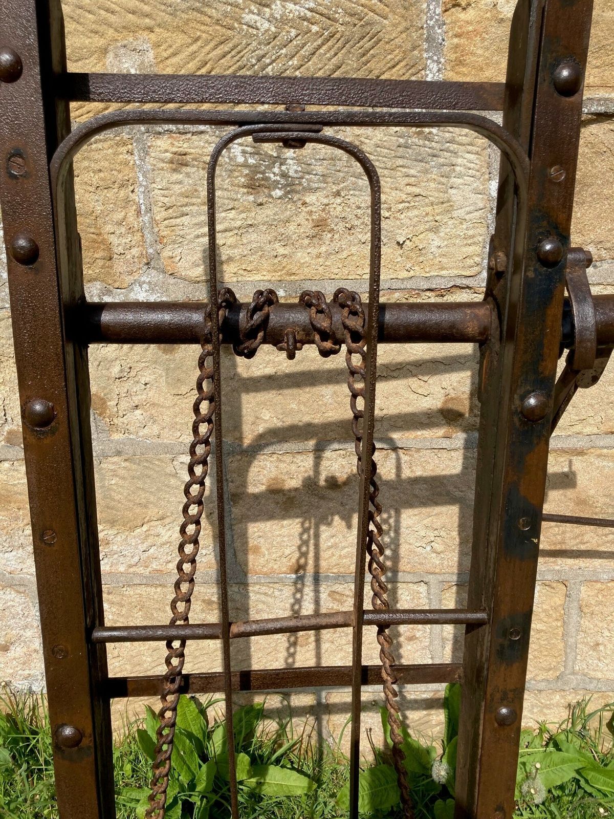 Victorian Cast Iron And Wood Railway Porters Adjustable Luggage Trolley.Lincoln Railway Station.Rare photo furniture
