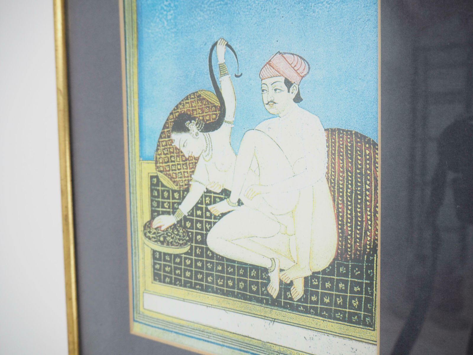 Art Vintage Japanese Kamasutra Pictures In Wood Frame, 1980s photo
