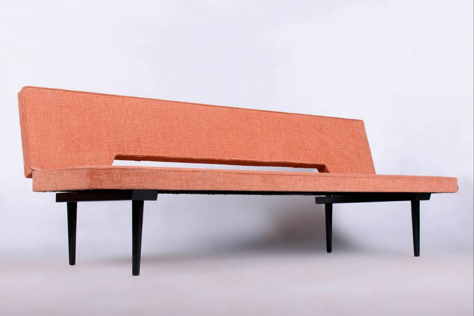 Furniture Restored Midcentury Sofa, Miroslav Navratil, Lacquered Wood, Czechia, 1960s photo